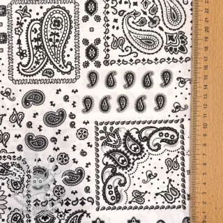 Tissu coton Kansas blanc noir