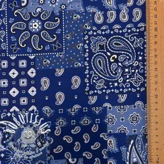 Tissu coton Farwest bleu