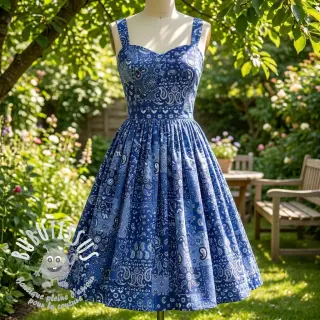 Tissu coton Farwest bleu