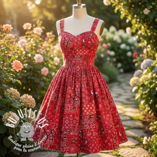 Tissu coton Farwest rouge