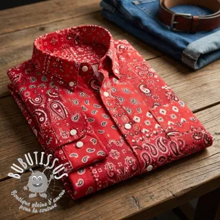 Tissu coton Farwest rouge