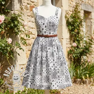 Tissu coton Kansas blanc noir