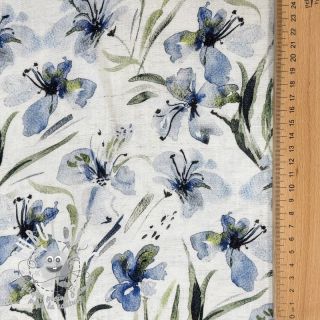Viscose lin Natural Lin Laurel blue digital print