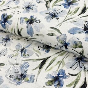Viscose lin Natural Lin Laurel blue digital print