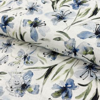 Viscose lin Natural Lin Laurel blue digital print
