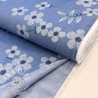 Tissu coton JEANS Chambre LUXURY JACQUARD Flowers jeans
