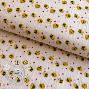 Tissu double gaze/mousseline Bee mine design A