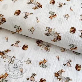 Tissu double gaze/mousseline Little things design A