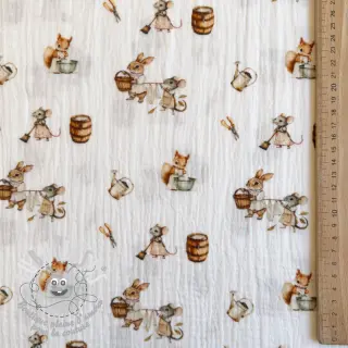 Tissu double gaze/mousseline Little things design A