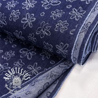 JEANS DENIM JACQUARD Flower dark blue
