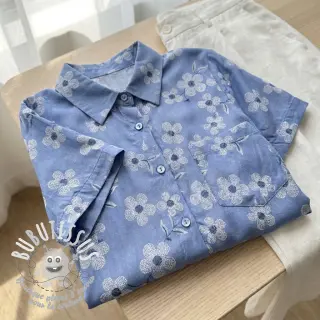 Tissu coton JEANS Chambre LUXURY JACQUARD Flowers jeans