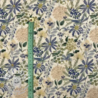 Jersey Lin Flowers ecru blue digital print