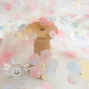 Tulle pour jupe tutu RETRO Flowers light blue
