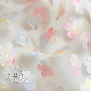 Tulle pour jupe tutu RETRO Flowers light blue