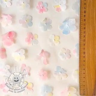 Tulle pour jupe tutu RETRO Flowers light blue