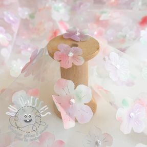 Tulle pour jupe tutu RETRO Flowers lavender