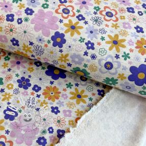 Sweat envers minkee Glitter flowers ecru melange