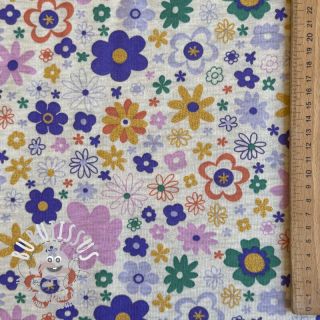 Sweat envers minkee Glitter flowers ecru melange