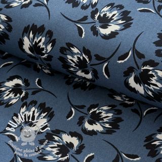 Viscose ROSELLA STRETCH Flowers blue