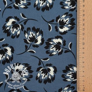 Viscose ROSELLA STRETCH Flowers blue