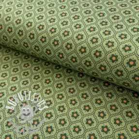 Tissu coton Flowers moss green
