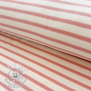 Tissu velours jersey YARN DYED Stripe rose
