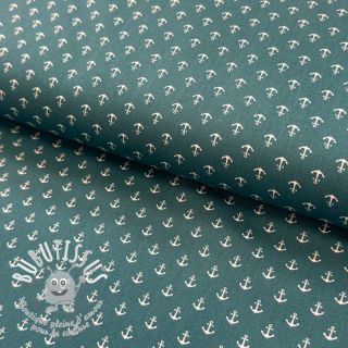 Tissu coton Petit anchors petrol