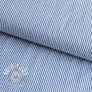 Tissu coton YARN DYED Stripes with studs blue