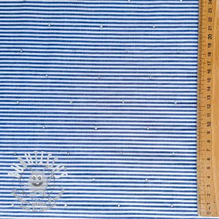 Tissu coton YARN DYED Stripes with studs blue