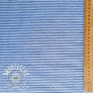 Tissu coton YARN DYED Stripes with studs blue