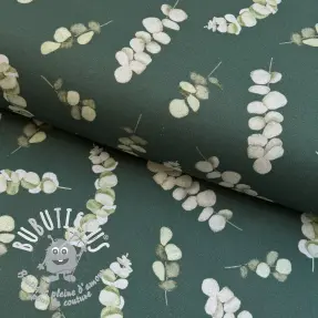 Tissu déco Eucalyptus dark green digital print