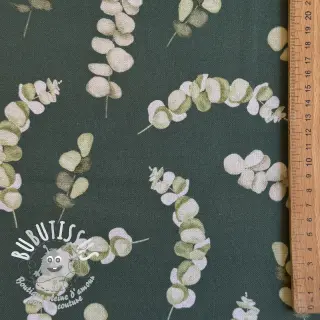 Tissu déco Eucalyptus dark green digital print