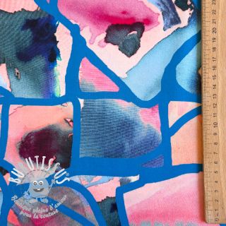 Tissu coton SATIN Resonate blue digital print