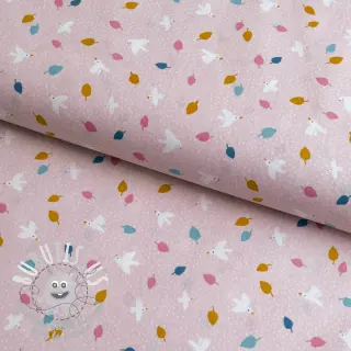Tissu coton Little birds powder