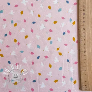 Tissu coton Little birds powder