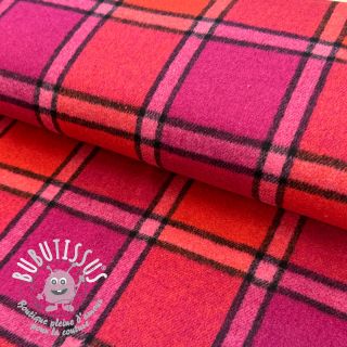 Tissu pour tailleur femme BRUSHED Check cerise