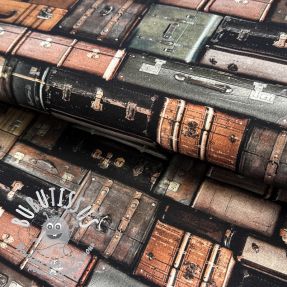 Tissu déco Suitcases grey digital print