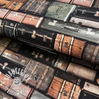 Tissu déco Suitcases grey digital print
