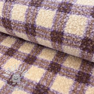 Tissu de manteau BOUCLÉ checks grape