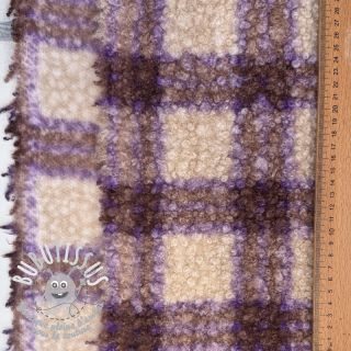 Tissu de manteau BOUCLÉ checks grape