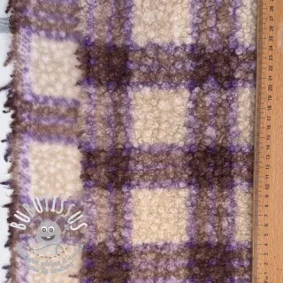 Tissu de manteau BOUCLÉ checks grape