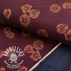 Softshell Flowers aubergine digital print