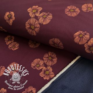 Softshell Flowers aubergine digital print