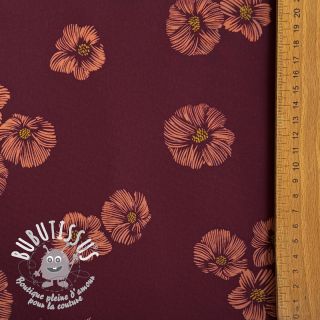 Softshell Flowers aubergine digital print