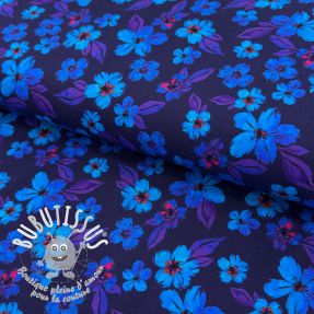 Jersey Hannah flowers blue digital print