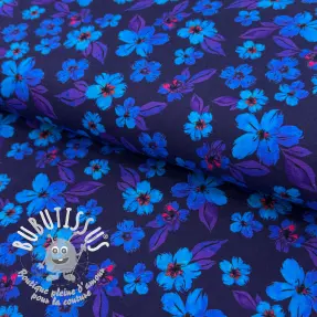 Jersey Hannah flowers blue digital print