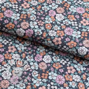 Tissu coton Flowers navy ORGANIC
