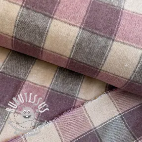 Tissu pour tailleur femme YARN DYED BRUSHED Check blush
