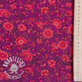 Viscose POPLIN STRETCH Flowers fuchsia digital print