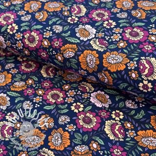 Jersey Flowers tossed navy